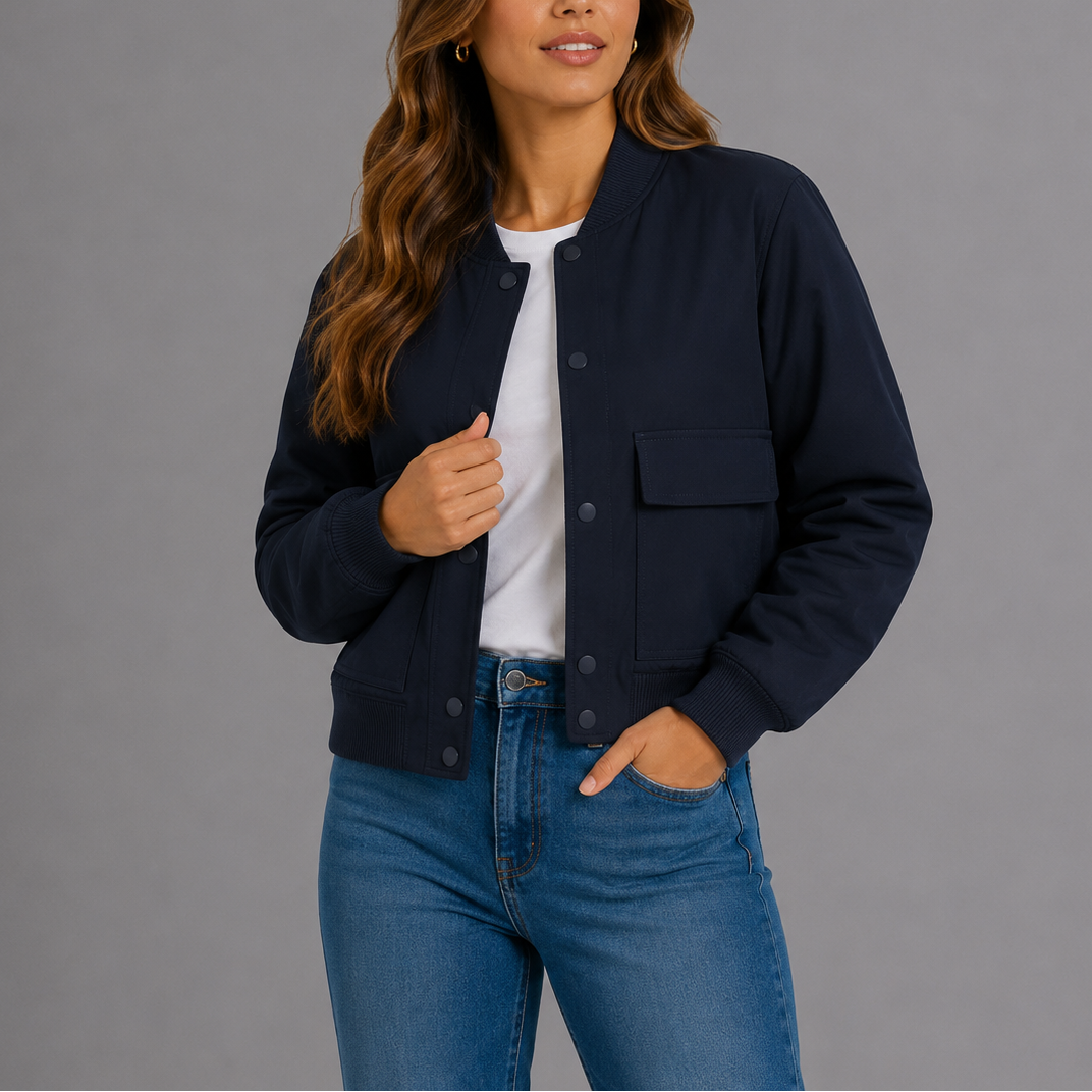 Casual Lightweight Bomber Jacket - Violet