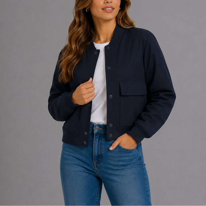 Casual Lightweight Bomber Jacket - Violet