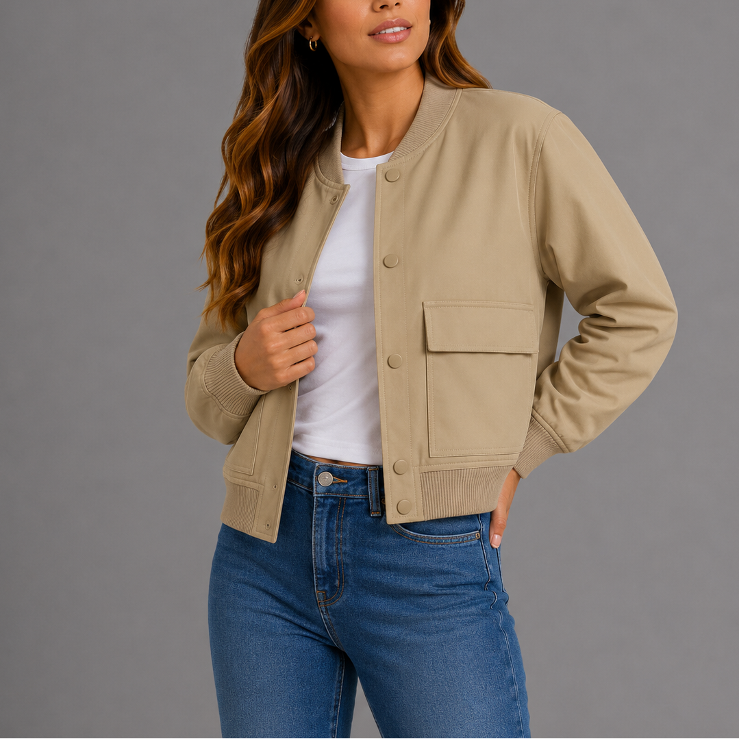 Casual Lightweight Bomber Jacket - Violet