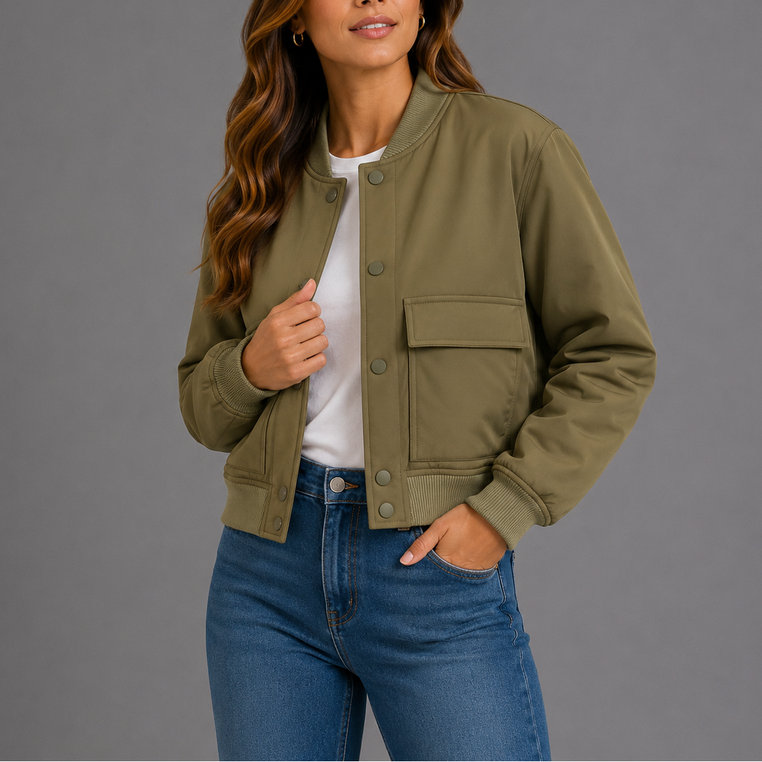 Casual Lightweight Bomber Jacket - Violet