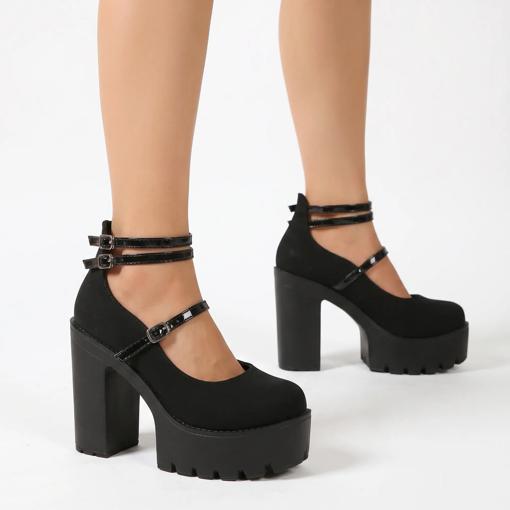 Chunky Heel Mary Jane Pumps - Antonia