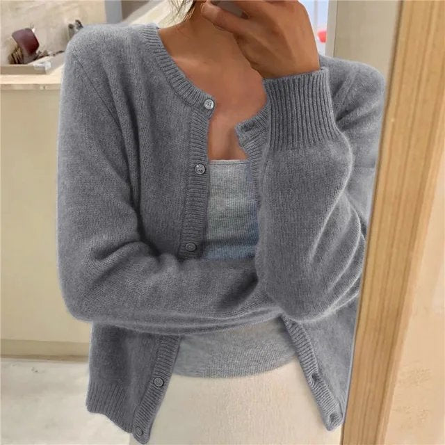 Classic Button-Up Knit Cardigan - Deanna