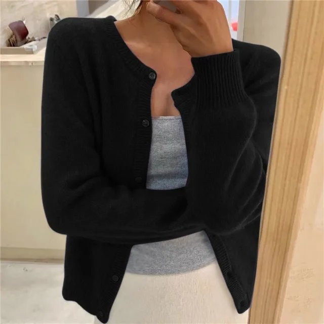 Classic Button-Up Knit Cardigan - Deanna