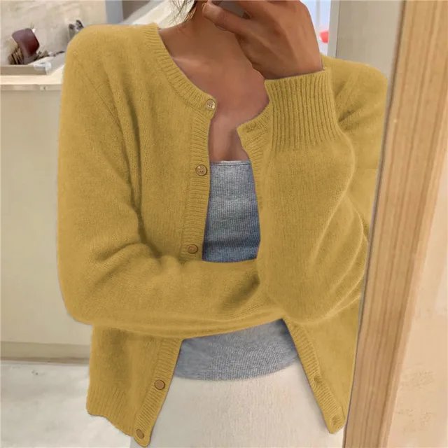 Classic Button-Up Knit Cardigan - Deanna
