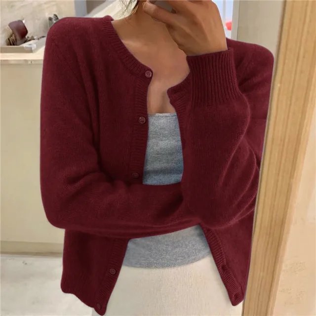 Classic Button-Up Knit Cardigan - Deanna
