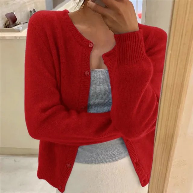 Classic Button-Up Knit Cardigan - Deanna