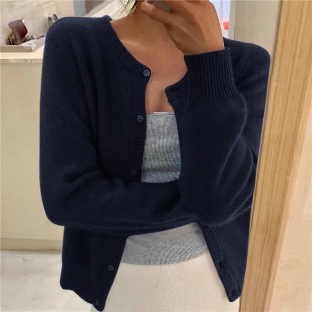 Classic Button-Up Knit Cardigan - Deanna
