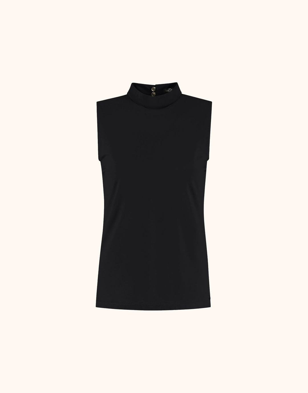 Collared Black Sleeveless Top - Jill