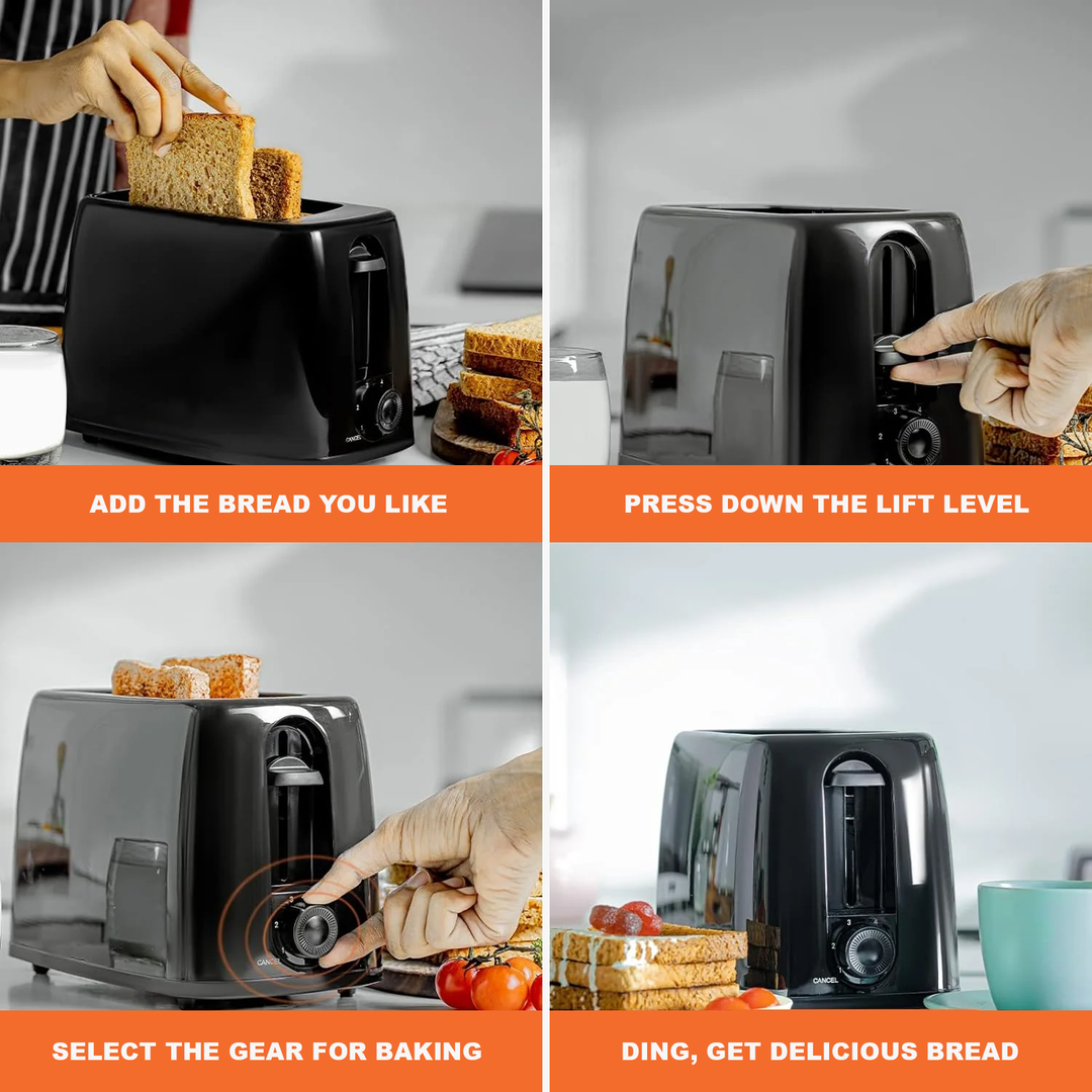 Compact Black Two-Slice Toaster - Mornixa