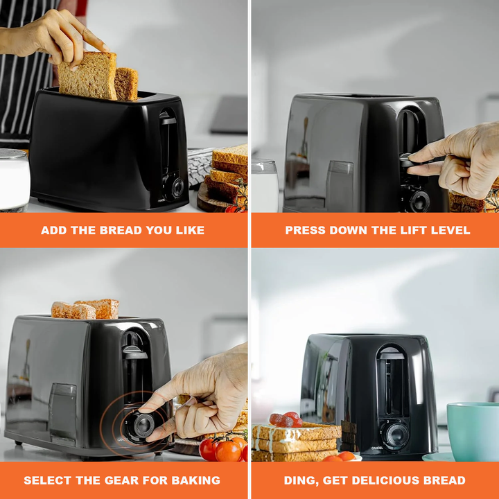 Compact Black Two-Slice Toaster - Mornixa