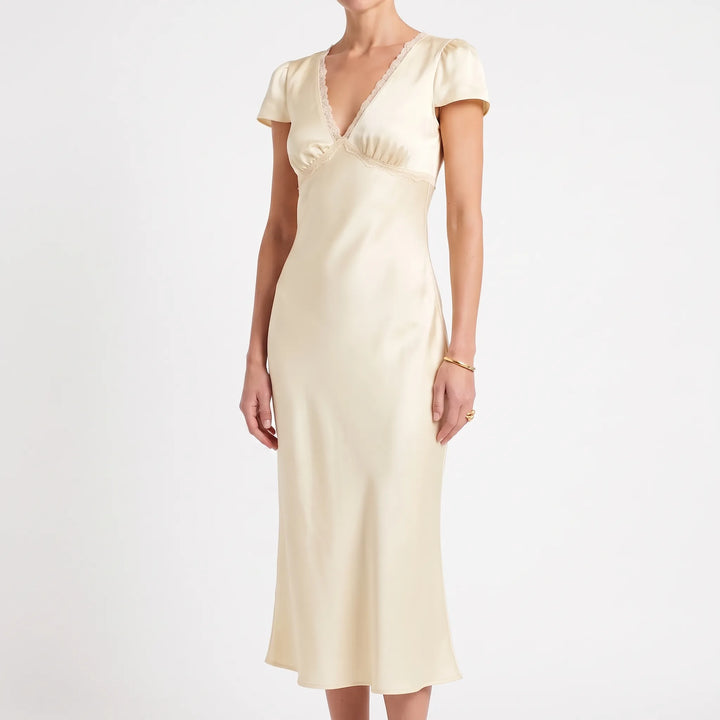 Cream Midi Dress -  Donna