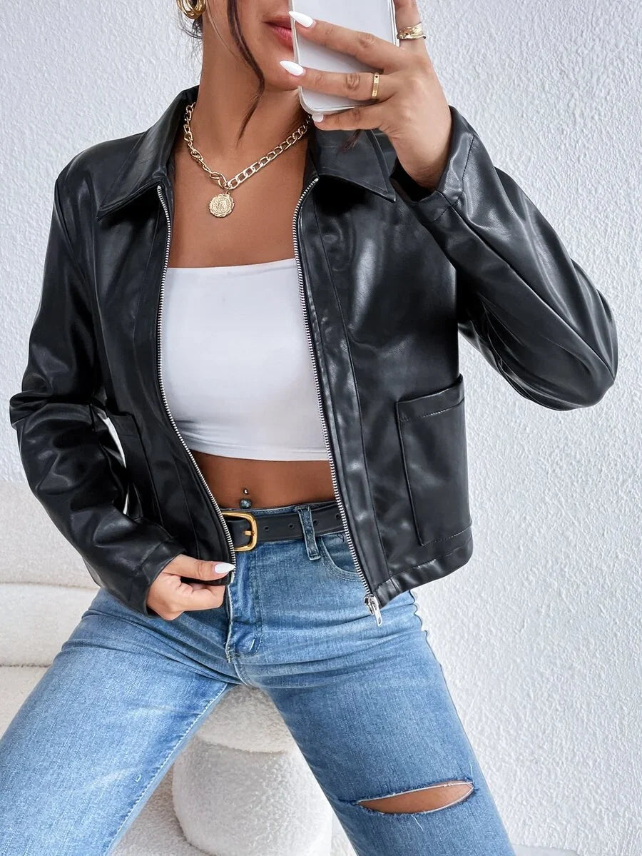 Cropped Black Outerwear Jacket - Mae