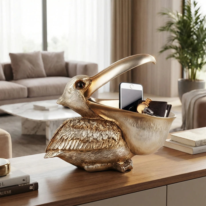 Decoratieve Pelikaanfiguur Met Bergvak - Goldnest