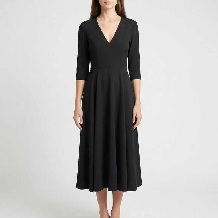 Deep V-Neck Midi Occasion Dress - Sophie