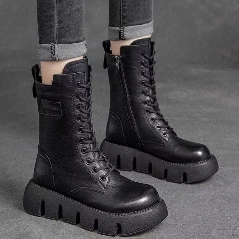 Dicker Plateaukampfstiefel - Marla