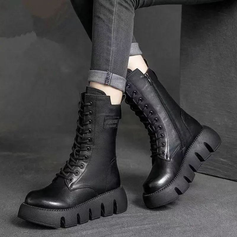 Dicker Plateaukampfstiefel - Marla