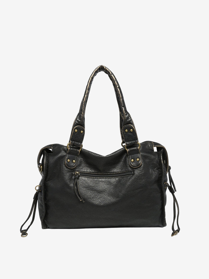 Distressed Black Shoulder Bag - Rivetta