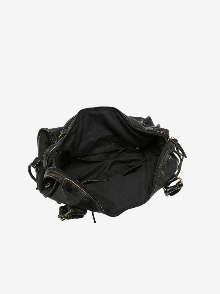 Distressed Black Shoulder Bag - Rivetta