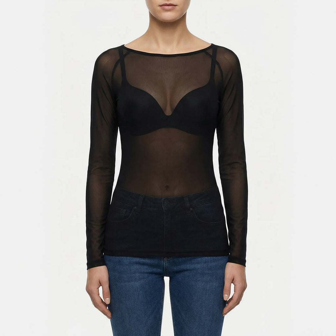 Doorzichtig Mesh Shirt Met Lange Mouwen - Jeannette