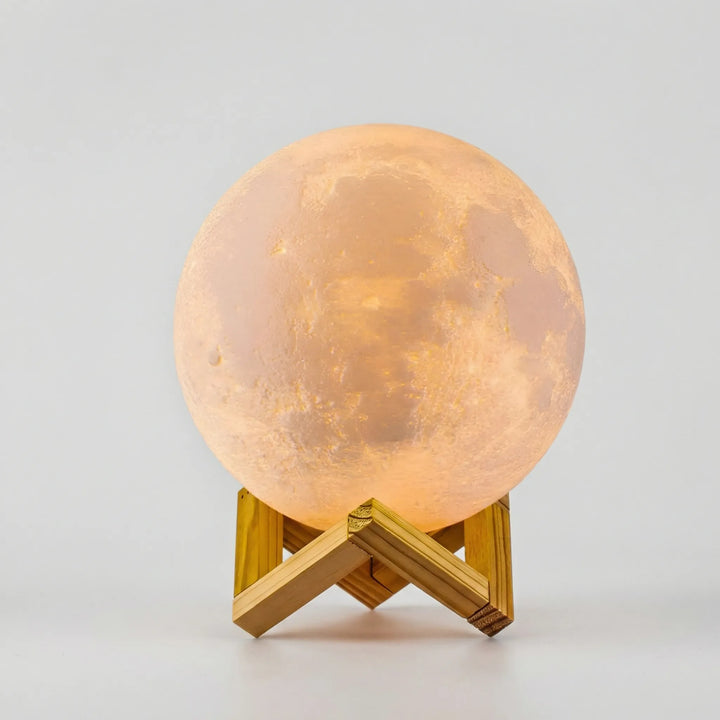 Draadloze Maanlamp Met Houten Standaard - Selenglow
