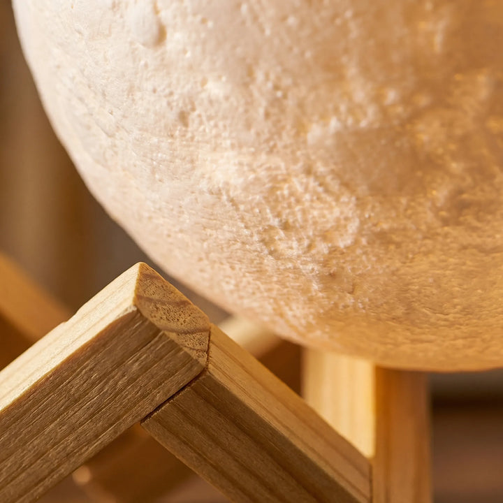 Draadloze Maanlamp Met Houten Standaard - Selenglow