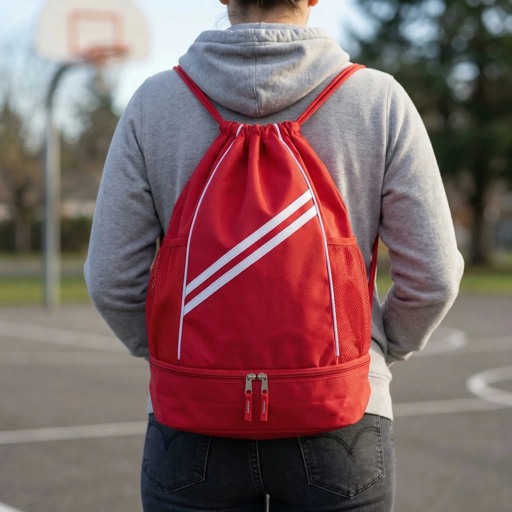 Sports Drawstring Backpack - Basketball Compartment - Multi  display picture 3