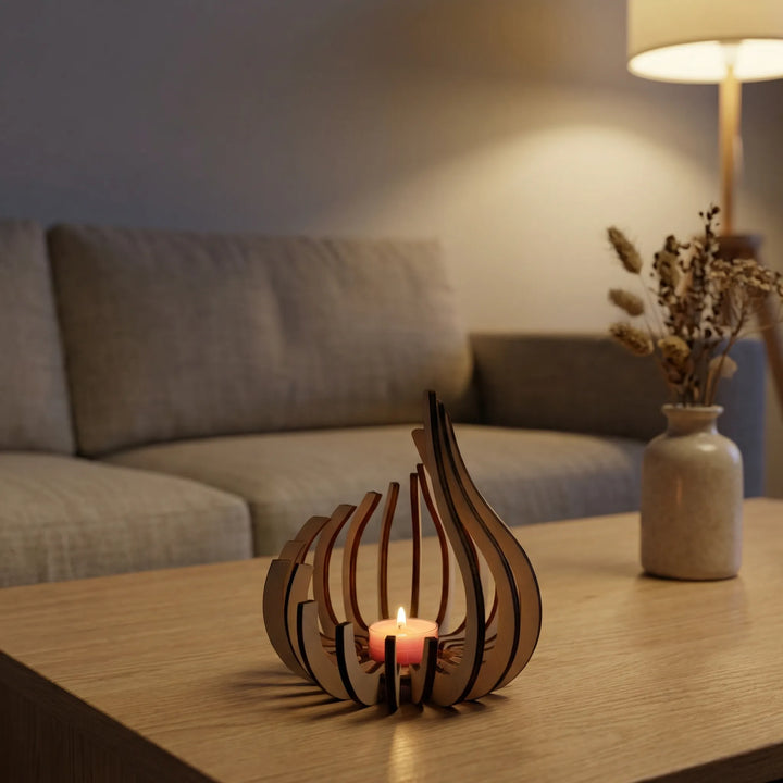 Druppelvormige Kaarsenhouder Met Lamellenstructuur - Lumivela