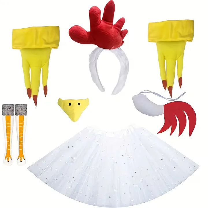 Eight-Piece Adult Chicken Costume - Zibolo