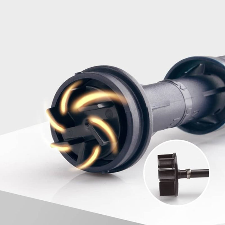 Electric Aquarium Gravel Cleaner Battery Suction Pump for Water Changes pump end with spiral impeller detail.