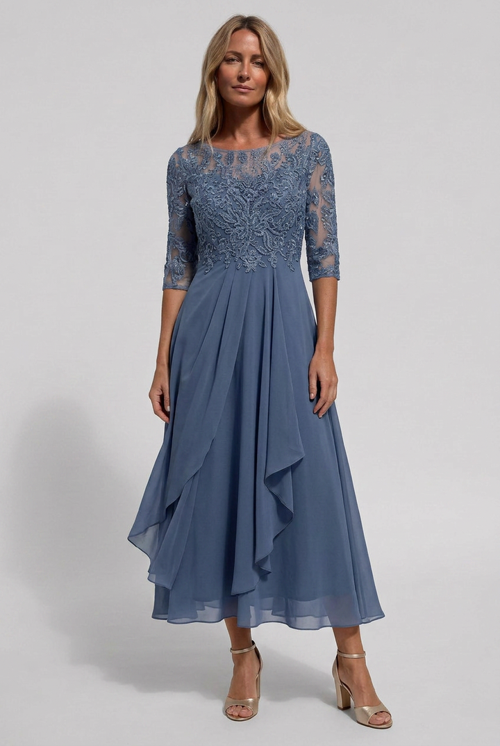 Embroidered Midi Wedding Guest Dress - Rochelle