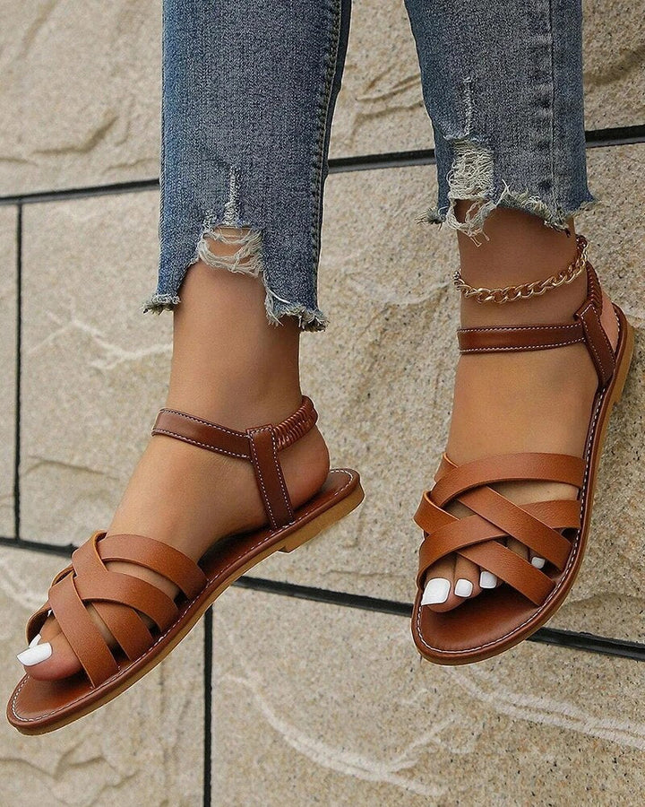 Flat Sandal With Crossover Straps - Madeline