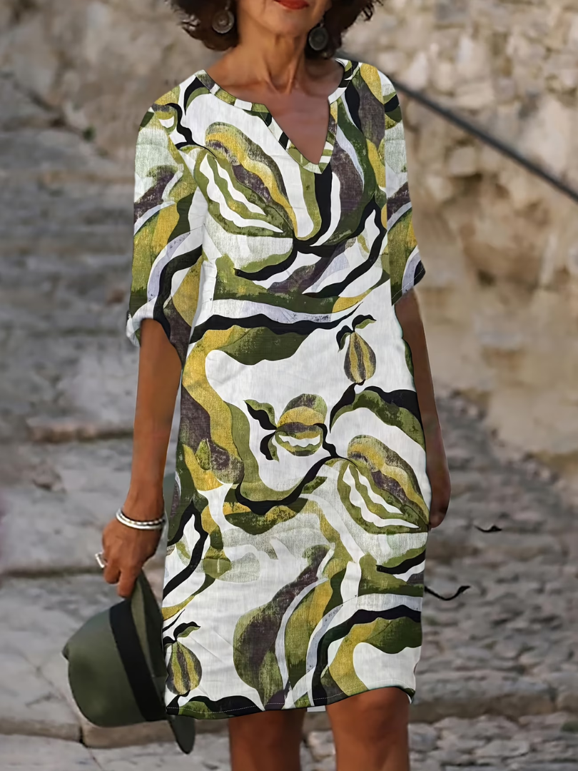 Flowy Abstract Print Summer Dress - Zaphia