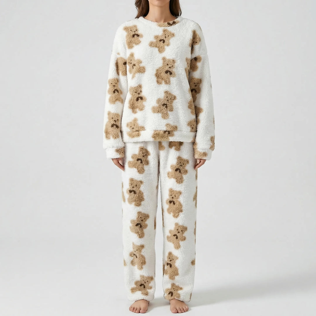 Fluffy Bear Print Pyjama Set - Alexandra