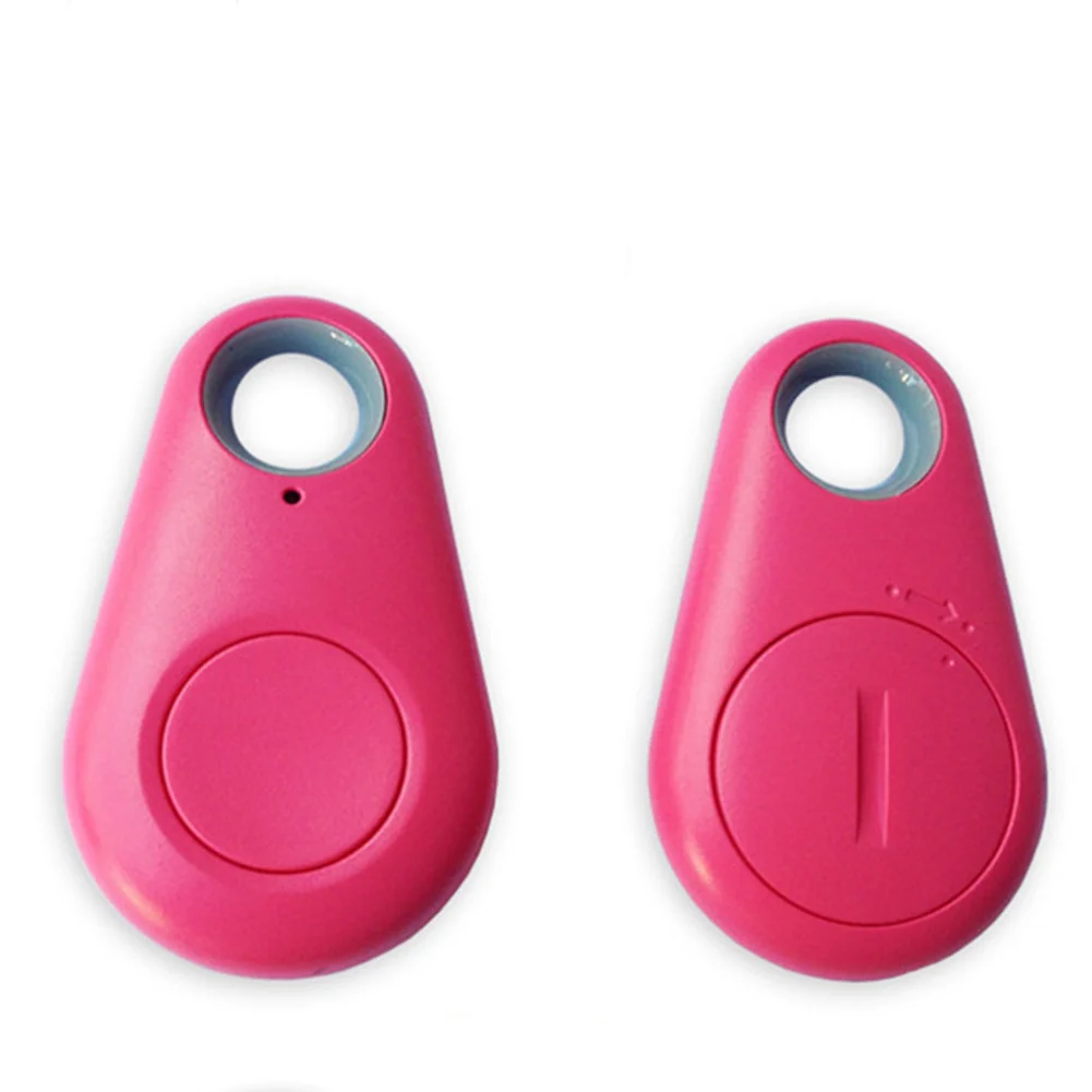GPS Tracker detail showing the front and back of a pink teardrop tracker.