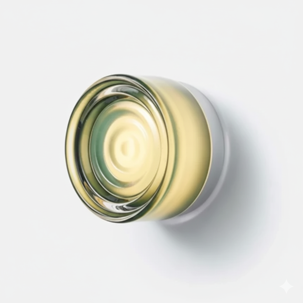 Wall lamp with concentric ripple glass in a pale yellow-green tint and a white base, seen at an angle. 29