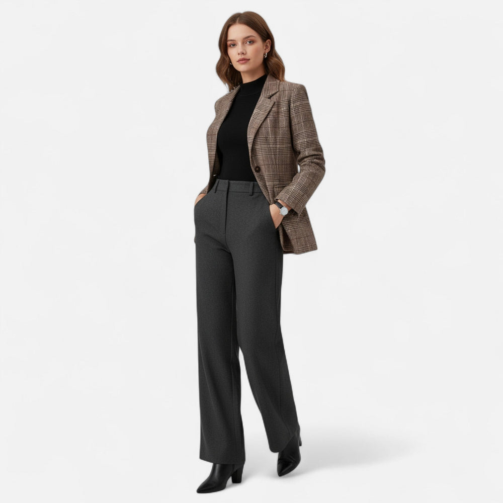 Brown checked blazer, another view.