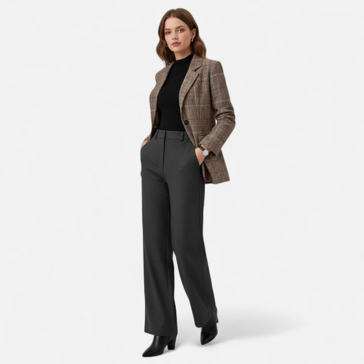 Brown checked blazer, another view.