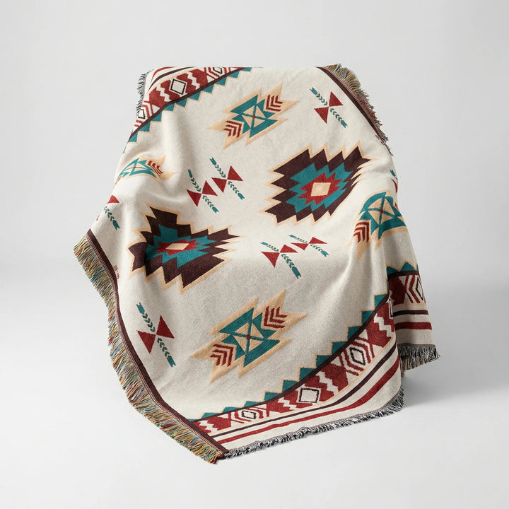 Geometric Boho Woven Throw Blanket - Azteква