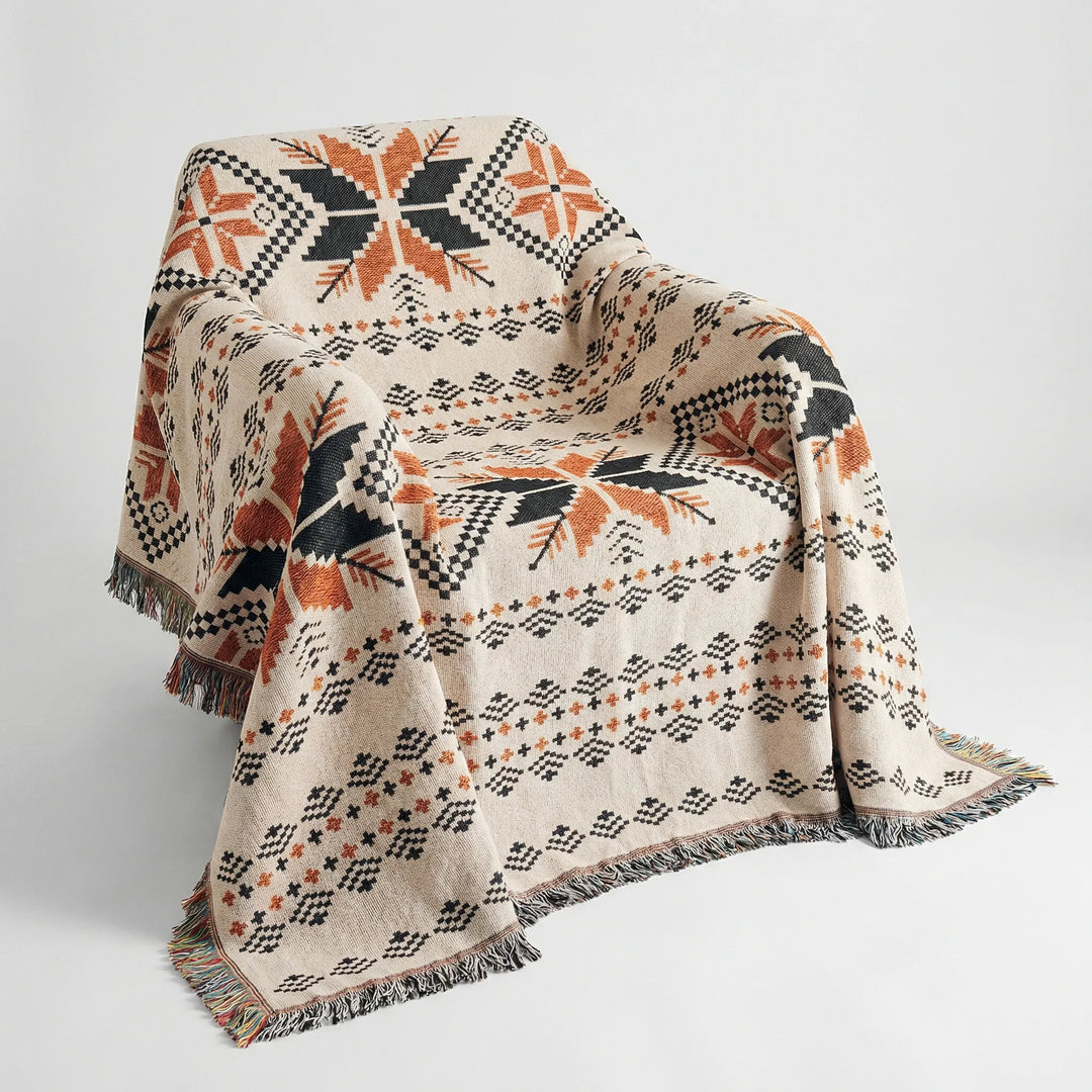 Geometric Boho Woven Throw Blanket - Azteква