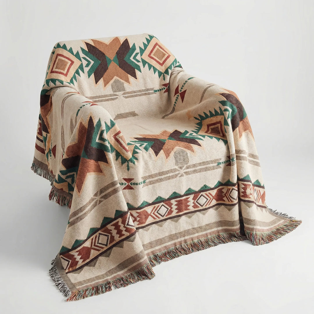 Geometric Boho Woven Throw Blanket - Azteква