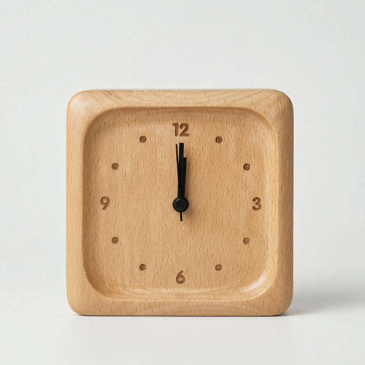 Geruisloze Analoge Wekker Met Natuurlijke Uitstraling - Woodtick
