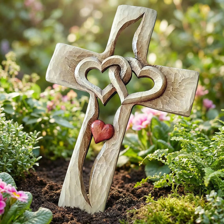 Gesneden Kruis Met Verstrengelde Harten - FaithHeart