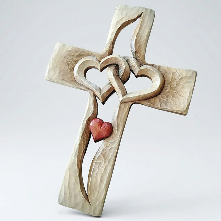 Gesneden Kruis Met Verstrengelde Harten - FaithHeart