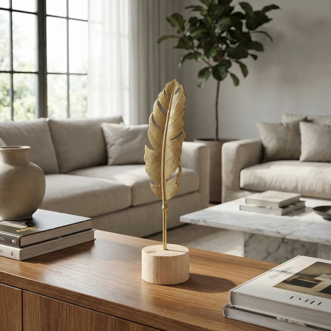 Gouden Bladsculptuur In Scandinavische Stijl - Folvenio