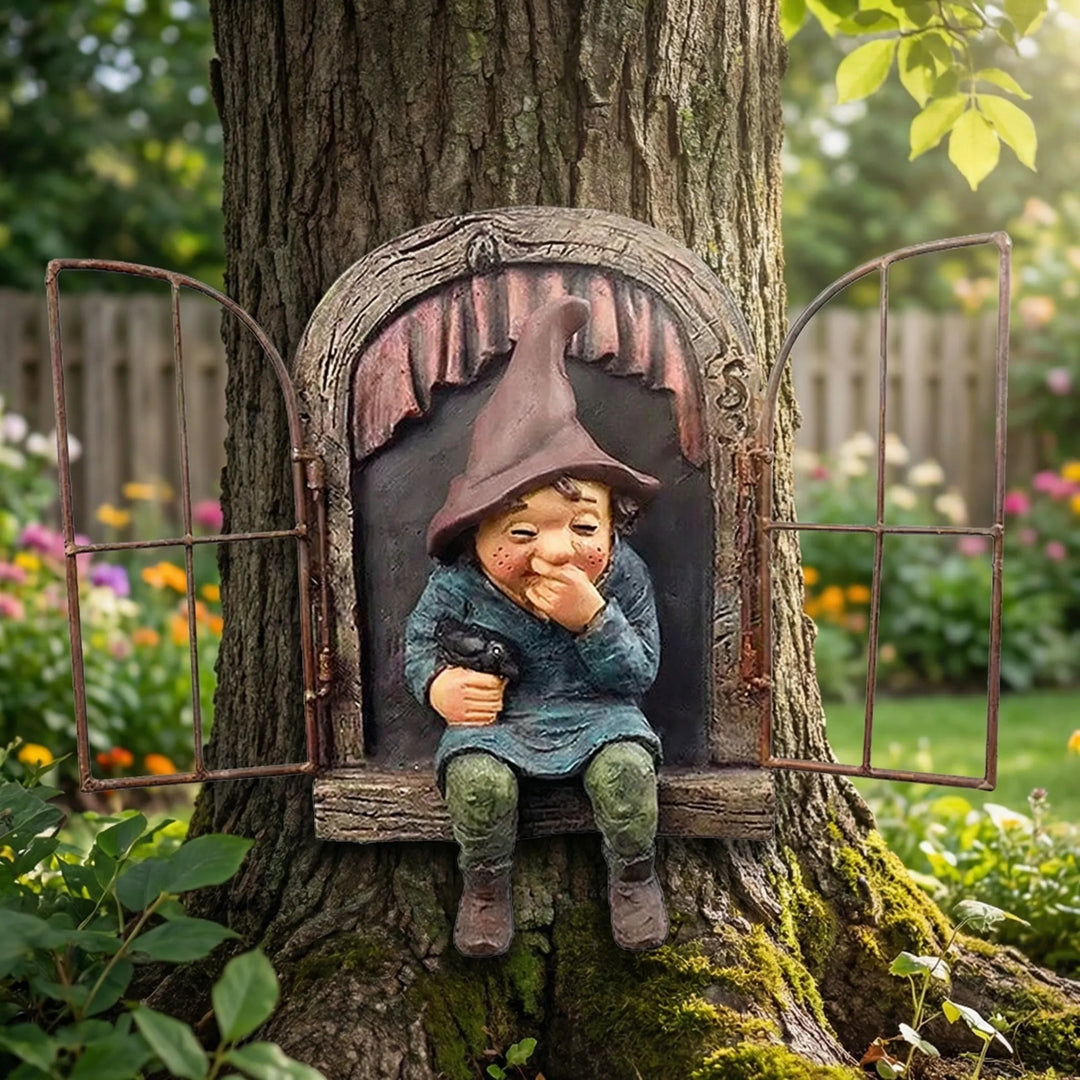Grappige Tuinfiguur Met Raammotief - Gnomelyn