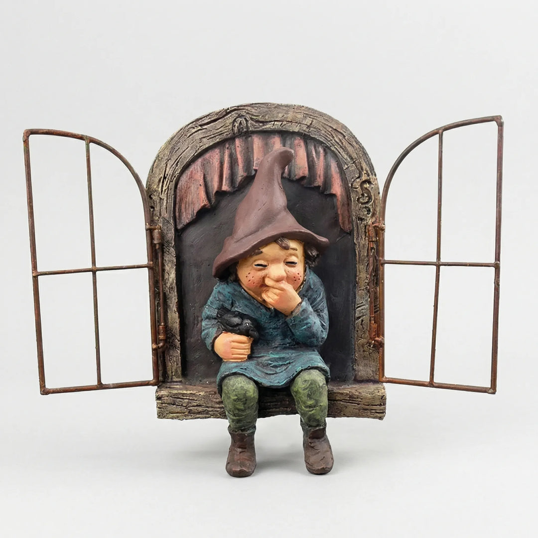 Grappige Tuinfiguur Met Raammotief - Gnomelyn