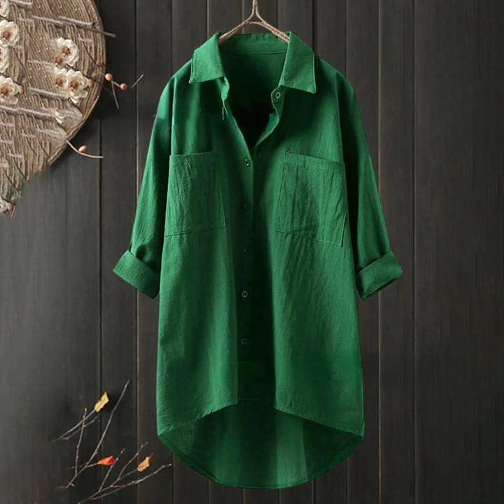 Lightweight Ladies' Blouse with Long Sleeves and Front Pockets – Selene