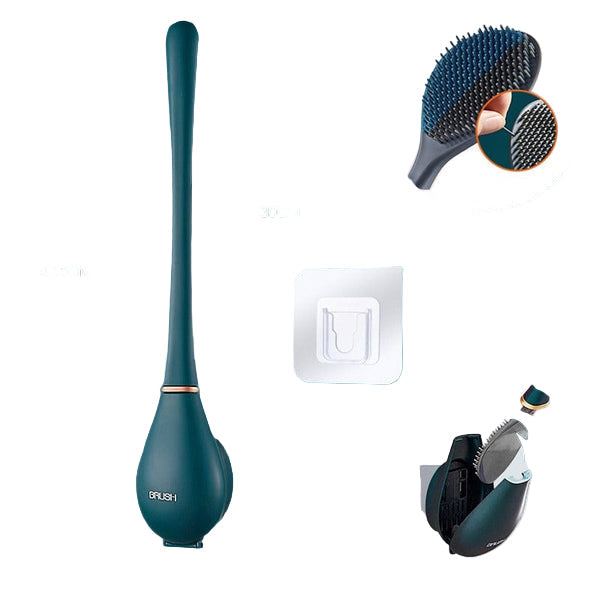 Silicone toilet brush with wall holder & drip tray – Clevora
