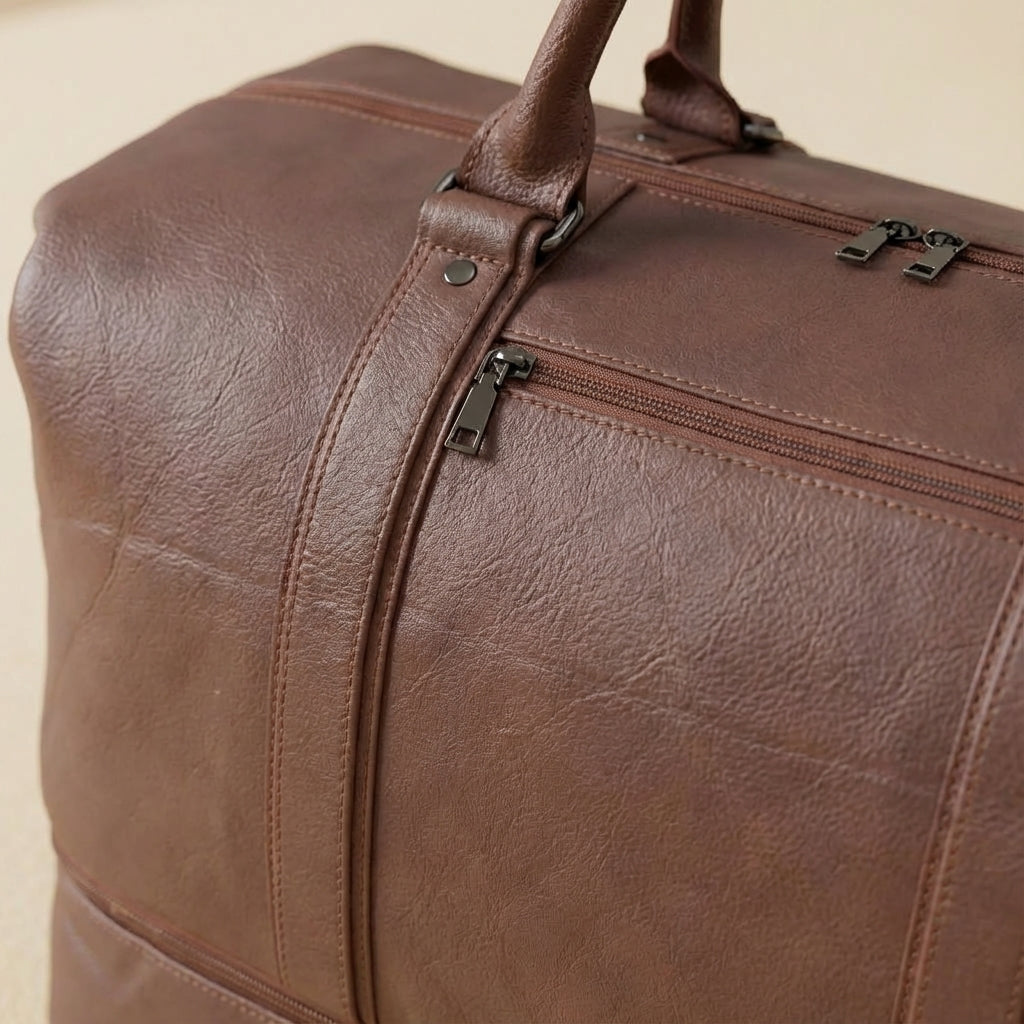 Grote Leren Weekend Tas - Voyagely