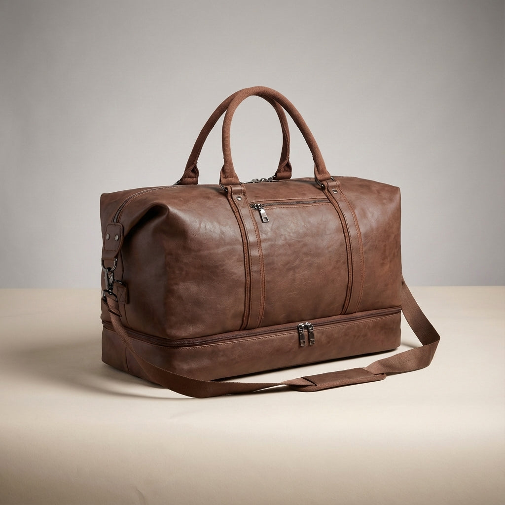 Grote Leren Weekend Tas - Voyagely